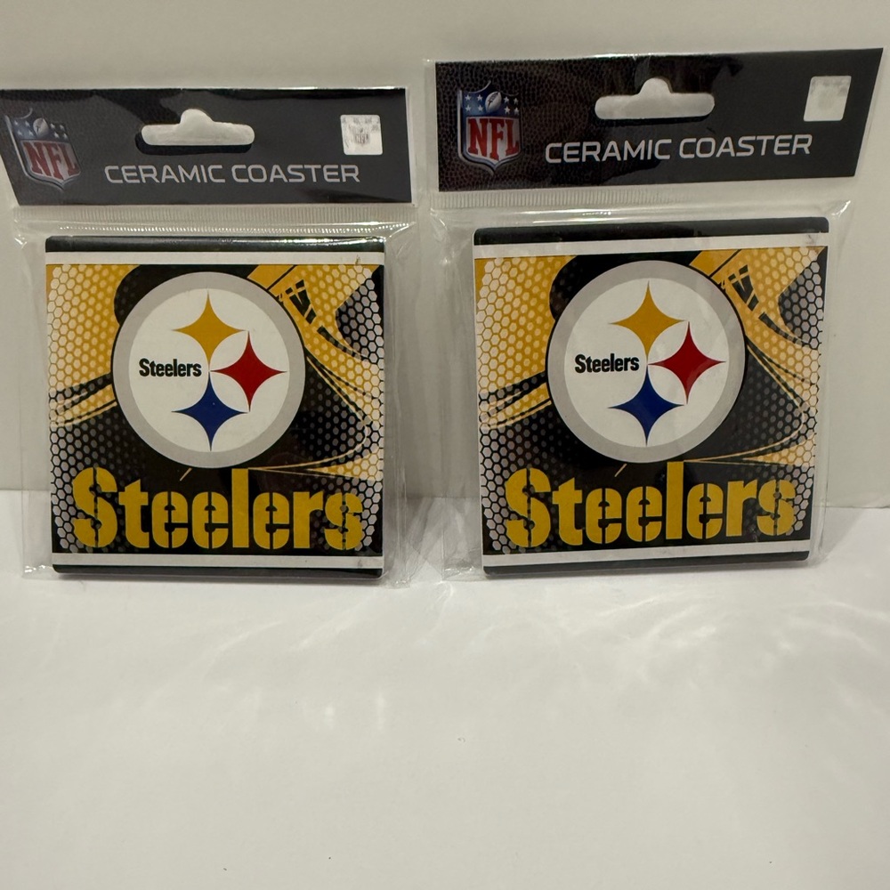 Pittsburg Steelers Set Of 2 Ceramic Coasters 4x4 New
